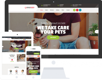 宠物美容和宠物护理响应式模板